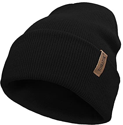 TOSKATOK Unisex Ladies Soft Feel Turn up or Slouch Knit Beanie Hat Warm Winter Woolly Hat