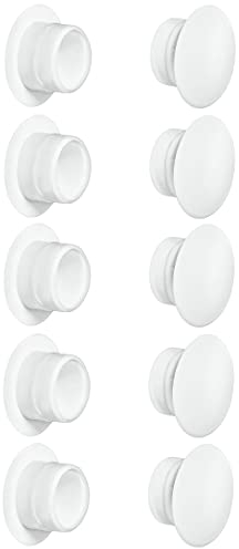 cyclingcolors 10x Abdeckkappen Kunststoff Blindbohrung Stopfen Blindstopfen Abdeckung Möbel (Ø15mm/weiß RAL 9010)