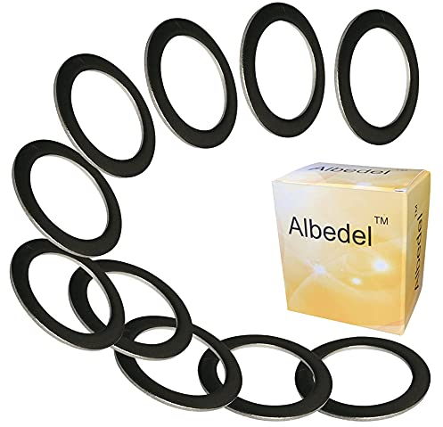 Albedel 10 x Pedal-Unterlegscheiben, 20 mm x 15 mm mit 1 mm Dicke, Edelstahl, Ersatz für Moutain-Bikes, Rennrad