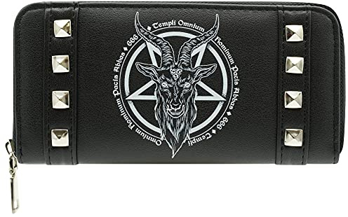 Ro Rox Omnium Alternative Gotisch Geldbörse mit Baphomet-Print in Schwarz aus Kunstleder