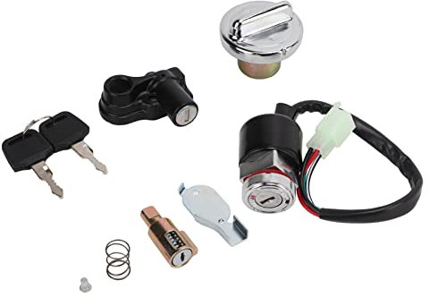 Zündschalter Tankdeckelschloss-Kit, Zündschloss-Tankdeckel-Kit Helmschloss 2-Schlüssel Zündschlüssel-Tankdeckel-Abdeckung Ersatz für Dax Skyteam 50cc 125cc
