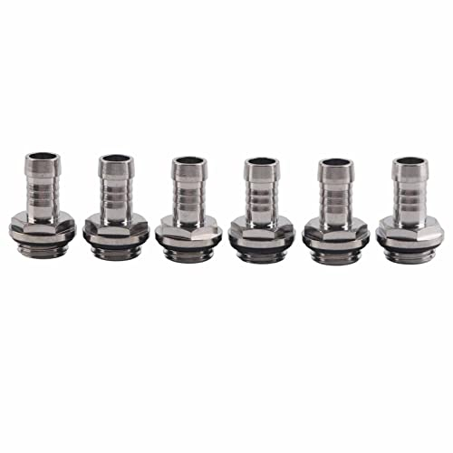 G1/4 Gewinde Barbs Fittings, 6 PCS Kupfer Wasserkühlungs Widerhakenanschluss Schlauchanschluss Adapter Rohrverschraubungen Anschluss Für Soft Tubing Gewindeanschluss Zur Wasserkühlung Wasserkühlsystem