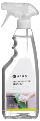 HENDI Edelstahlpflege, Edelstahlreiniger, Reinigungsmittel, für Oberflächen aus Edelstahl und Aluminium, Sprühflasche, 500 ml