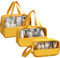 LEcylankEr Trousse de Toilette Transparente 3 Pièces, Trousse de Toilette PVC Étanche pour Femme, Trousse de Maquillage Légère pour Voyage Set (Jaune)