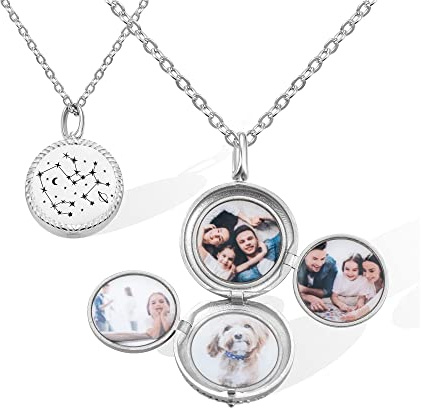 BYFDIY Personalisierte expandierende Foto -Lockerhälfte Halskette Anhänger Custom Anfangskette 4 Bilder 925 Sterling Silver Memorial Geschenke für Frauen Mädchen