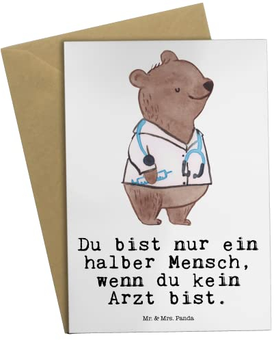 Mr. & Mrs. Panda Grußkarte Arzt Herz - Geschenk, Ansichtskarten, Geburtstagskarte, krank, Doktortitel, Glückwunschkarte, Hausarzt, Abschied,