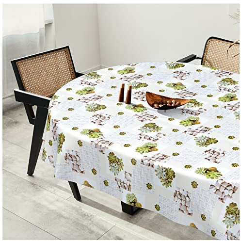 Wachstuchtischdecke Wachstuch Tischdecke abwaschbar Wachstischdecke Plastik-Tischdecken Glatt Oval 140x180cm Schnittkante Steine Spa