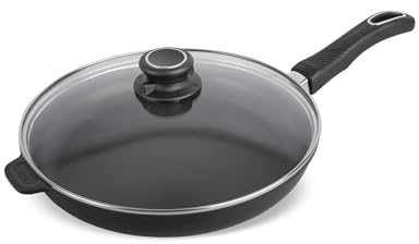 Pfannen-Set mit Deckel Original Gundel GUSS-BRATPFANNE mit Glasdeckel INDUKTION flach, Ø 28 cm, Höhe 4,5 cm, BIOTAN-Oberfläche, PFOA-frei