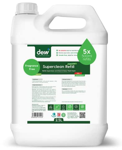 Dew Superclean Fragrance-Free 2.5L - Refillable Eco-Friendly Antibacterial Cleaner Spray, All Purpose Cleaner, Kitchen Cleaner, Worktop, Floor & Carpets Spray - Multi-Surface Use