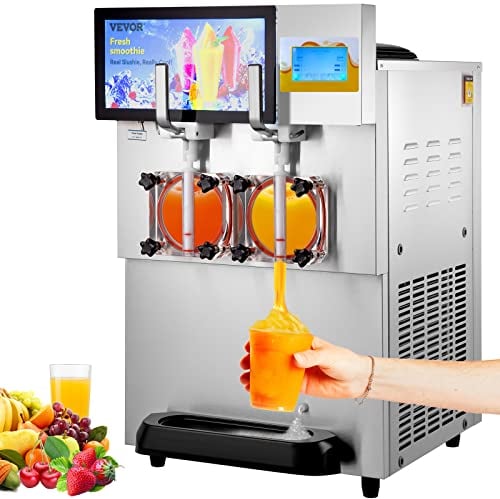 VEVOR 8 L x 2 Kommerzielle Slusheis Maschine, Slushgerät mit 26~32 L/Std. Slush Slushy Maschine, 1800 W Slush Maker Maschine 94 kg Slush-Eismaschine Edelstahl Slushy Maschine 570 × 680 × 925 mm