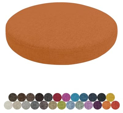Lsjoaw Rund Sitzkissen Stuhlkissen 40 X 40 X 3CM(1 Pieces) Leinen Sitzpolster Abnehmbares Memory Schaum Runde Sitzauflage für Stuhl Bank Hocker Haus Küche Esszimmer Garten Büro,Orange