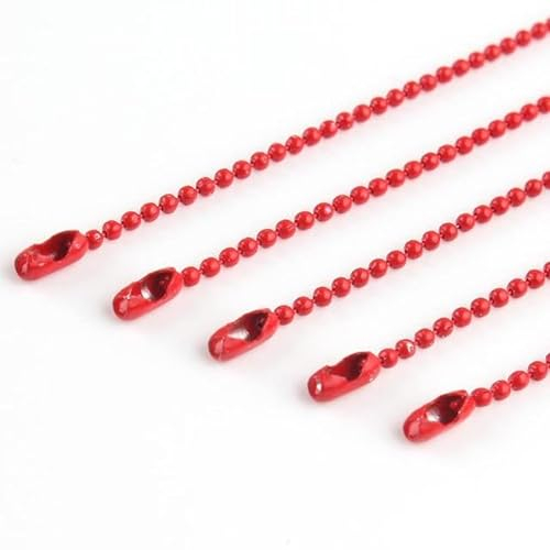 10 Stück bunte Kugelketten für DIY-Halskette, Schmuckherstellung, 1,5 mm Perlen, Kugelkette, Halskette mit Anschlüssen, 68 cm, Rot