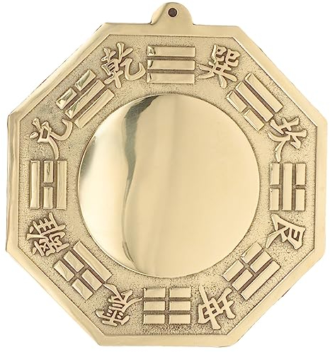 Yardwe Bagua-Spiegel Aus Reinem Kupfer Mit Konvexem Design, Feng Shui Türdekoration Zum Schutz Vor Negativer Energie, 16 cm Goldener Wandspiegel Für Zuhause Und Büro