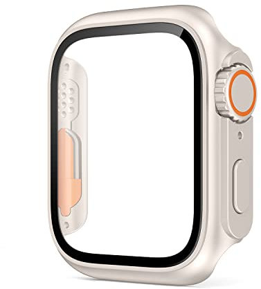 CZKE Cubierta firme de PC para Apple Watch Case 45mm 41mm 44mm 40mm 42mm 38mm Aspecto de vidrio Actualización Ultra iWatch Series 8 7 SE SE2 6 5 4 3 (Color : Starlight, Tamaño : 38mm)