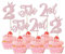 SYKYCTCY 24 Pack Two Birthday Cupcake Toppers Glitter Happy 2nd Birthday Cupcake Picks Crown Happy Birthday Cake Decorations for Second Baby Shower Anniversary Party Supplies Pink