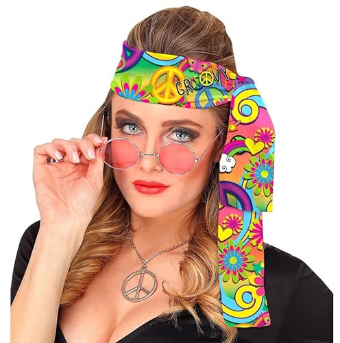 W WIDMANN MILANO Party Fashion - 60er und 70er Jahre Stirnband, Haarband, Hippie, Flower Power, Accessoire, Karneval
