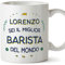 Mugffins Tazza Personalizzata in ceramica per BARISTA uomo 11 oz / 350 ml - In italiano - Migliore del Mondo - Idea regalo per compleanno, anniversario, natale, laurea