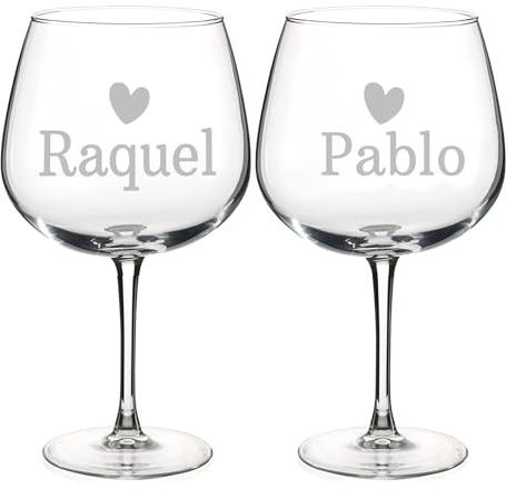 Wanapix | Pack 2 Copas de Gin Tonic Personalizadas con Nombre| Copa de Balón para Combinados | Cristal Grabado | Apta Lavavajillas | Regalo para Fiestas | 70cl | Name