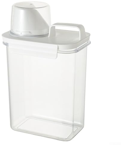 Waschmittelspender mit Messbecher, transparente Aufbewahrungsbox für Waschpulver, Waschpulverbehälter, Aufbewahrungseimer, Waschmittelbox (1800 ml)