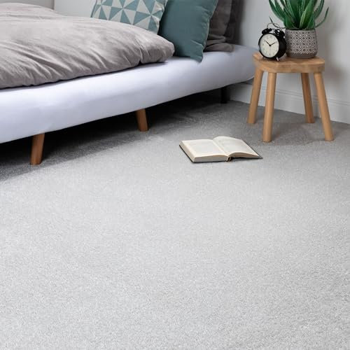 Steffensmeier Teppichboden Sardinien Meterware | Auslegware für Kinderzimmer Wohnzimmer Schlafzimmer | Silber, Größe: 300x500 cm