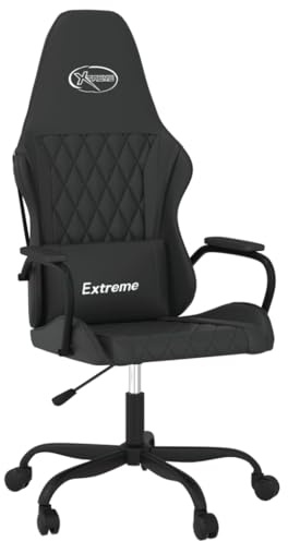 vidaXL Gaming Stuhl, Bürostuhl Drehbar Höhenverstellbar, Drehstuhl Schreibtischstuhl mit Massagefunktion, Chefsessel Sportsitz Computerstuhl, Schwarz Kunstleder