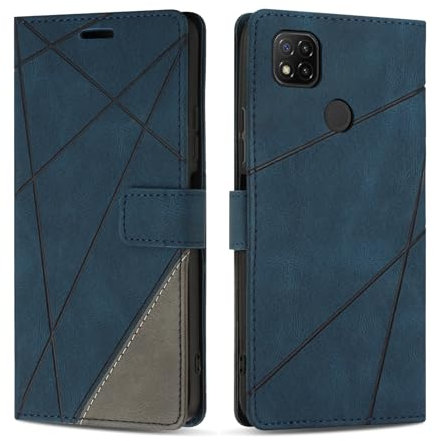 SONWO Coque pour Redmi 9C / 9C NFC/Xiaomi Poco C3, Protection Housse Etui en Cuir PU Portefeuille avec Emplacements Cartes et Fonction Support pour Redmi 9C / 9C NFC/Xiaomi Poco C3, Bleu