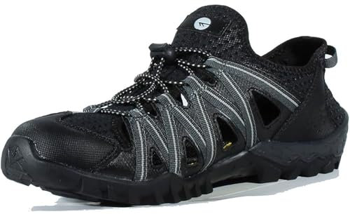 Hi-Tec NARVAL Sandalia deportiva hombre/Sandalia Trekking hombre (Black/Charcoal/Grey, Sistema tallas calzado EU, Adulto, Números, mediano, 45)