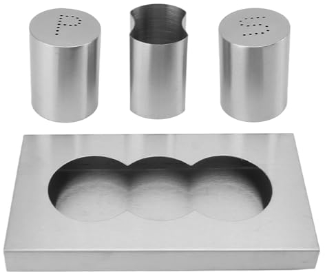 Gsycle Set Saliera E Pepiera, Set Saliera E Pepe Agitatori Sale E Pepe in Acciaio Inossidabile Porta Stuzzicadenti Dispenser per Spezie con Supporto