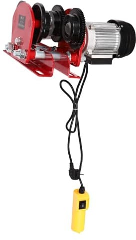 1T 220V 370W Seilhebezug Elektrische Seilwinde Seilzug Elektrowinde, Elektrische Schiebebalkenrolle, Mini-Elektrohebezeug Elektrische Motorwinde mit Langes Fernsteuerkabel 120cm