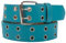 Doppelloch Nietengürtel mit Leder für Damen und Herren, Ösengürtel, versch. Farben, Größen, Breiten (Mint - 110/BW95 - Br. 3,5 cm)