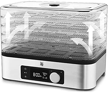 Disidratatore Alimentare Macchina Disidratatore Alimentare per Manzo essiccato, Frutta, Verdura, Disidratatore Alimentare Elettrico con Controllo della Temperatura Regolabile con 5 Vassoi Senza B