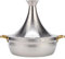 SHAIRMB Tajine Marocain, Marmite, Acier Inoxydable AntiadhéSif Casserole Marocaine avec 2 PoignéEs, Grande CuisinièRe Marocaine, Pot à Tajine Fait à La Main avec Couvercle en Forme,Argent,22cm