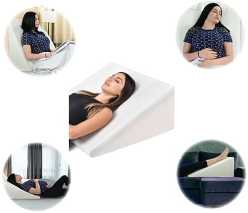 BUY ALL HERE Adult Triangle Leg Wedge Pillow, Head Board Pillow for Sleeping, Reading, Surgery, Leg, Knee and Hip Pain, Improve Circulation with Washable Cover, (White, 51 x 46 x 28 cm)