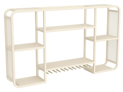 SARKEY Weinregale Zur Wandmontage, Metall Wine Rack, Weinflaschenhalter, Weinpareite Display Rack, Eisen Weinregal Für Die Bar, Wandregal Hängeregal Für Bars, Restaurants, Küchen(White,150x25x70cm)