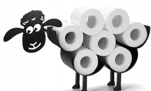 ZAXER Kreativer WC-Papierhalter Schaf – Schwarz, für 7 Rollen, ideal für Badezimmer oder öffentliche Räume, originelles Design, Höhe 34 cm, Länge 53 cm.