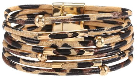 Wickelarmband Mit Magnetverschluss, Lederarmband Damen, Mehrlagiges Magnetschnallenarmband Aus Leder, Geschenke Für Mädchen