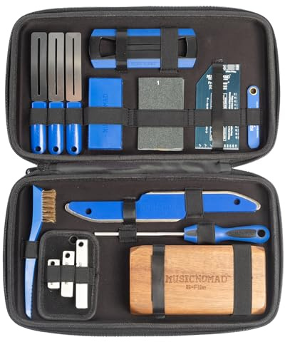 MusicNomad Premium Guitar Tech Bundwerkzeug-Set, 18-teilig, zum Nivellieren, Krähen, Abschrägen, Polieren (MN880)