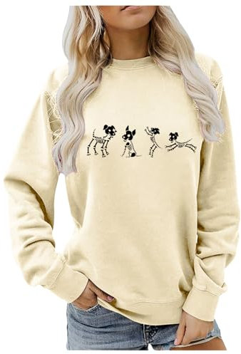 Generisch Damenpullover Halloween Kostüm Rundhals Langarm Winterpullover Sport Lässig Sweatshirt Ohne Kapuze Aufdruck Damenpullover Teenager Vintage Hoodie Herbstmode Lustig Pullover Oberteile