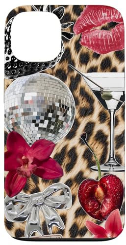 iPhone 13 Leopard Girl Ball Disco Cherry Y2K Orchids Flowers Martini Case