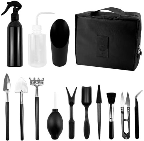 Ovati Outils Jardinage, kit Jardin,kit Jardinage Adulte pour Les Plantes D'intérieubor, Kit Jardinage en Acier Carbone pour Plantes Succulentes Transplantation À La Main, avec Sac De Rangement