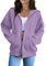 Sweat à Capuche pour Femme - Couleur Unie - Sweat a Capuche Femme Zippé Sweat-Shirt à Manches Longues Décontracté Chaude Chic et Elegant Veste Pas Cher Idee Cadeau Femme,Violet Clair,L,f56a