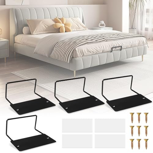 YushengTai 4 Stück Matratzenhalter Gegen Verrutschen, Matratzenbügel für Bettrahmen, Anti-Rutsch-Stopper, rutschfest Matratzenhalter, Matratzenhaltestange für Befestigung Bettbrettern, Schwarz