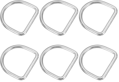 PATIKIL 1.9 Metall D-Ringe, 6 Stück 304 Edelstahl D-Ring Geschweißte Solide Dee Ringe DIY Zubehör für Gürtel Nähen Hundehalsbänder Gurtbänder, 6x50mm