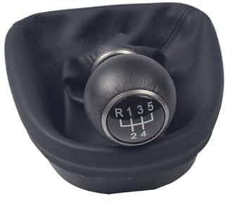 Pomo Palanca Cambios Para Seat Para Leon MK2 1P 2005-2012 Perilla De Cambio De Marchas Para Coche Con Funda De Cuero Y 5/6 Velocidades Palanca Velocidad(Black-5 Speed)