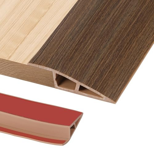 1M PVC Rubber Wheelchair Ramp Self Adhesive,Threshold Reducer,Door Floor Threshold Transition Strip,Butt Up Threshold-Moldings Trim for Doorways Carpet Floor Tile Edge(Brown Wood Grain,1cm)