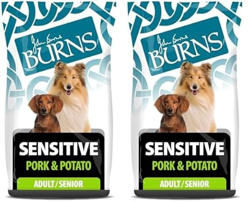 Burns Pet Nutrition Hypoallergenic Complete Dry Dog Food Adult and Senior Dog Sensitive with Pork and Potato 2 kg (Pack of 2)