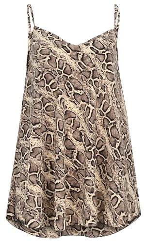 Damen Spaghettiträger Shirt Animal Print - weit geschnittes ärmelloses Top - weich & figurumspielend - Oversize Tanktop Blusenshirt 2312 (S-XXL)
