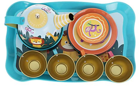Totority 1 Satz Teiliges Tee Service Set aus Blech für Rollenspiele Tiermuster für Fördert Kreativität und Soziale Fähigkeiten für Teeparty und Rollenspiele