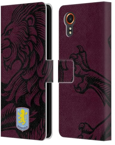 Head Case Designs Offizielle Aston Villa Football Club Überdimensioniert 2024 Wappen-Designs Leder Brieftaschen Handyhülle kompatibel mit Samsung Galaxy Xcover7 5G