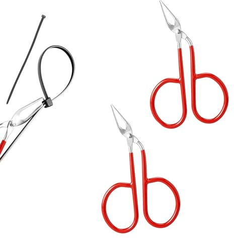LZZEM 2PCS Cable Tie Remover Stainless Steel Tie Release Opener Reusable with Red Non Slip Handle Cover Pocket Sized with Storage Case (Red)